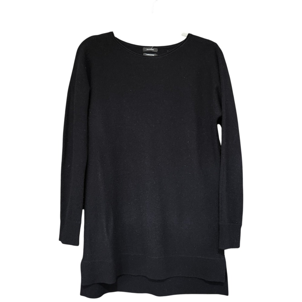 Halogen Tunic Sweater Womens Small Black Wool Cashmere Scoop Neck Knit Longline